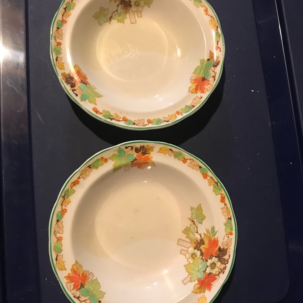 2 Grindley  Cream Petal soup bowls